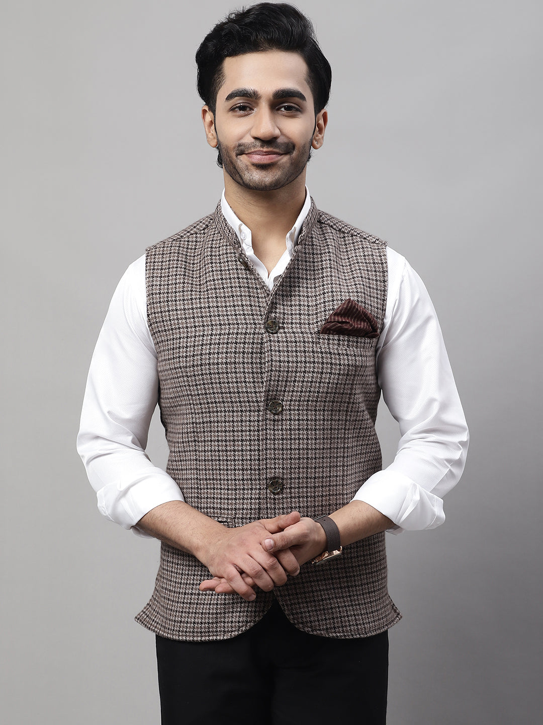 Even Apparels Men's Beige Pure Wool Nehru Jacket - Distacart