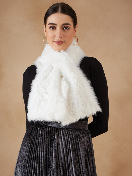 InWeave Women's Pure White Faux Fur Neck Warmer - Distacart