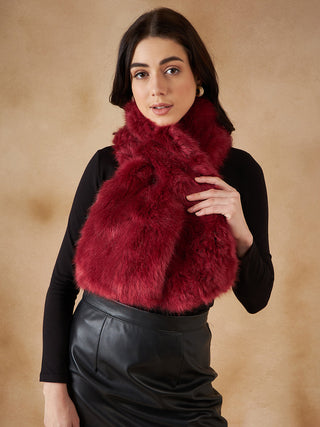 InWeave Women's Bright Rust Faux Fur Neck Warmer - Distacart