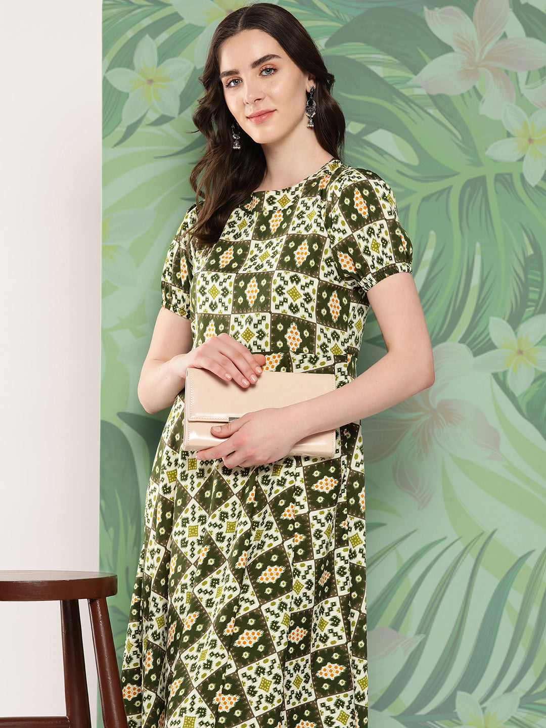 InWeave Women's Dark Green Square Dress - Distacart