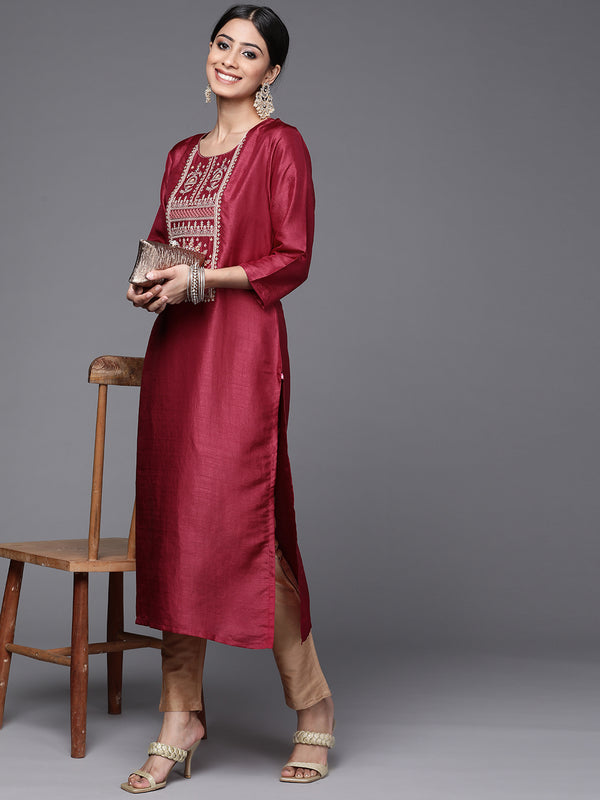 Varanga Women Magenta Embellished Gota Patti Kurta - Distacart