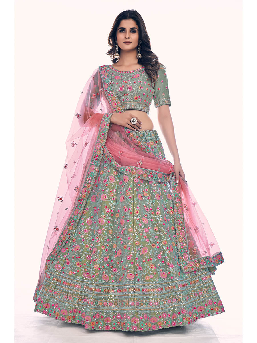 Myra Green Gota Silk Embroidered Designer Lehenga Choli - Distacart