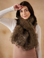 Thumbnail for InWeave Women's Beige Print Faux Fur Neck Warmer - Distacart