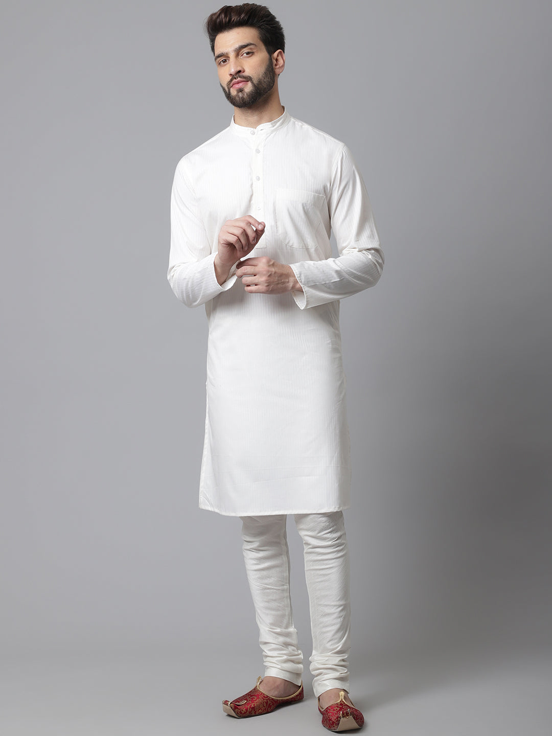 Even Apparels White Pure Cotton Kurta With Band Collar - Distacart