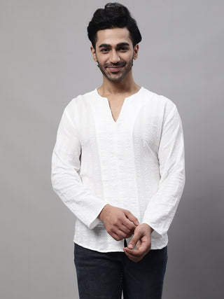 Even Apparels White Pure Cotton Open Neck Kurta - Distacart