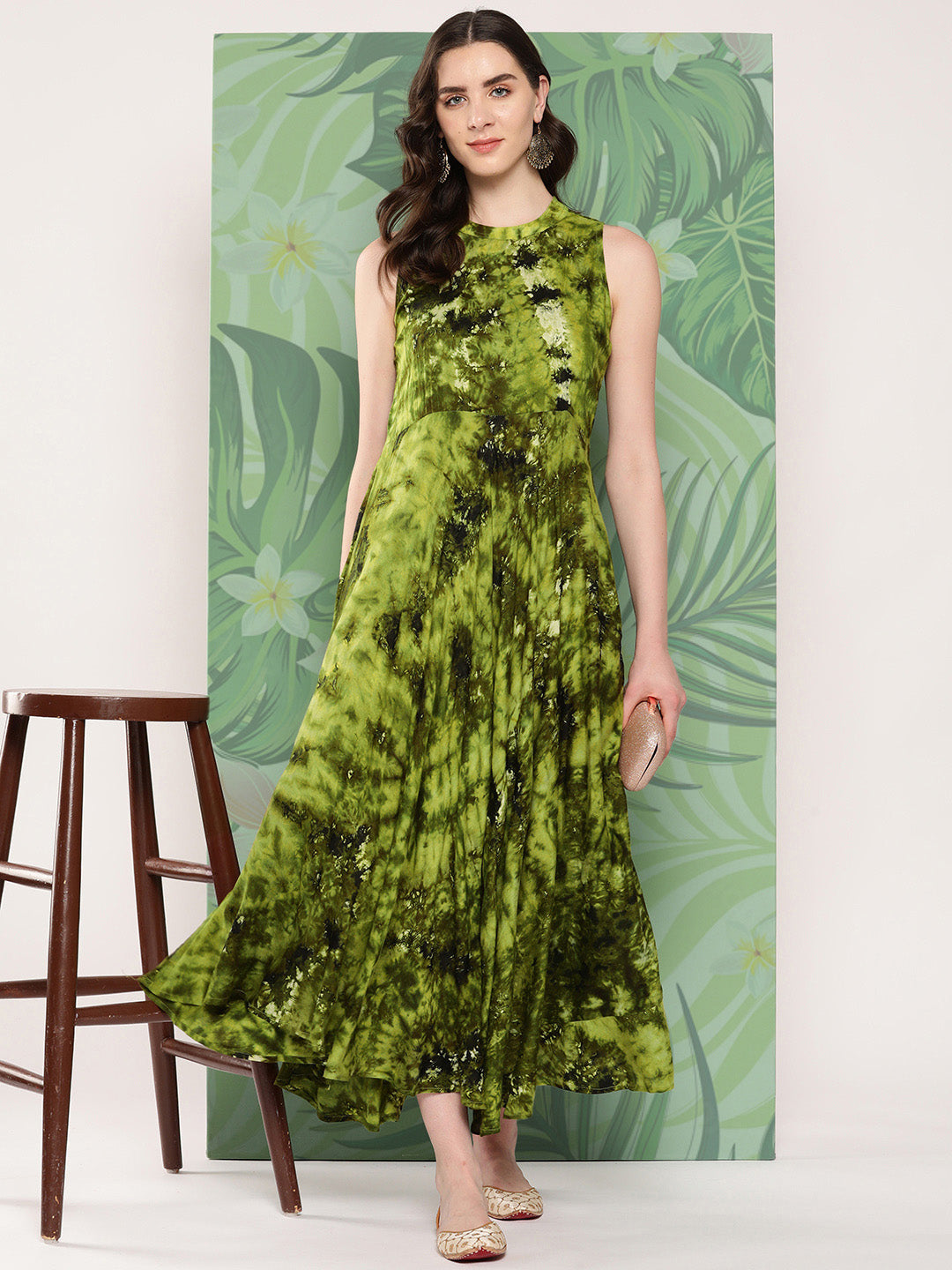 InWeave Women's Green Tie And Die Dress - Distacart