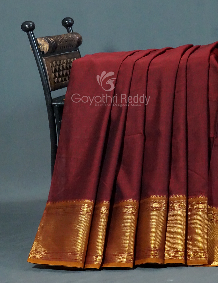 Kalanetha Maroon Coloured Pure Narayanpet Cotton Saree By Gayathri Reddy Designer Studio - Distacart