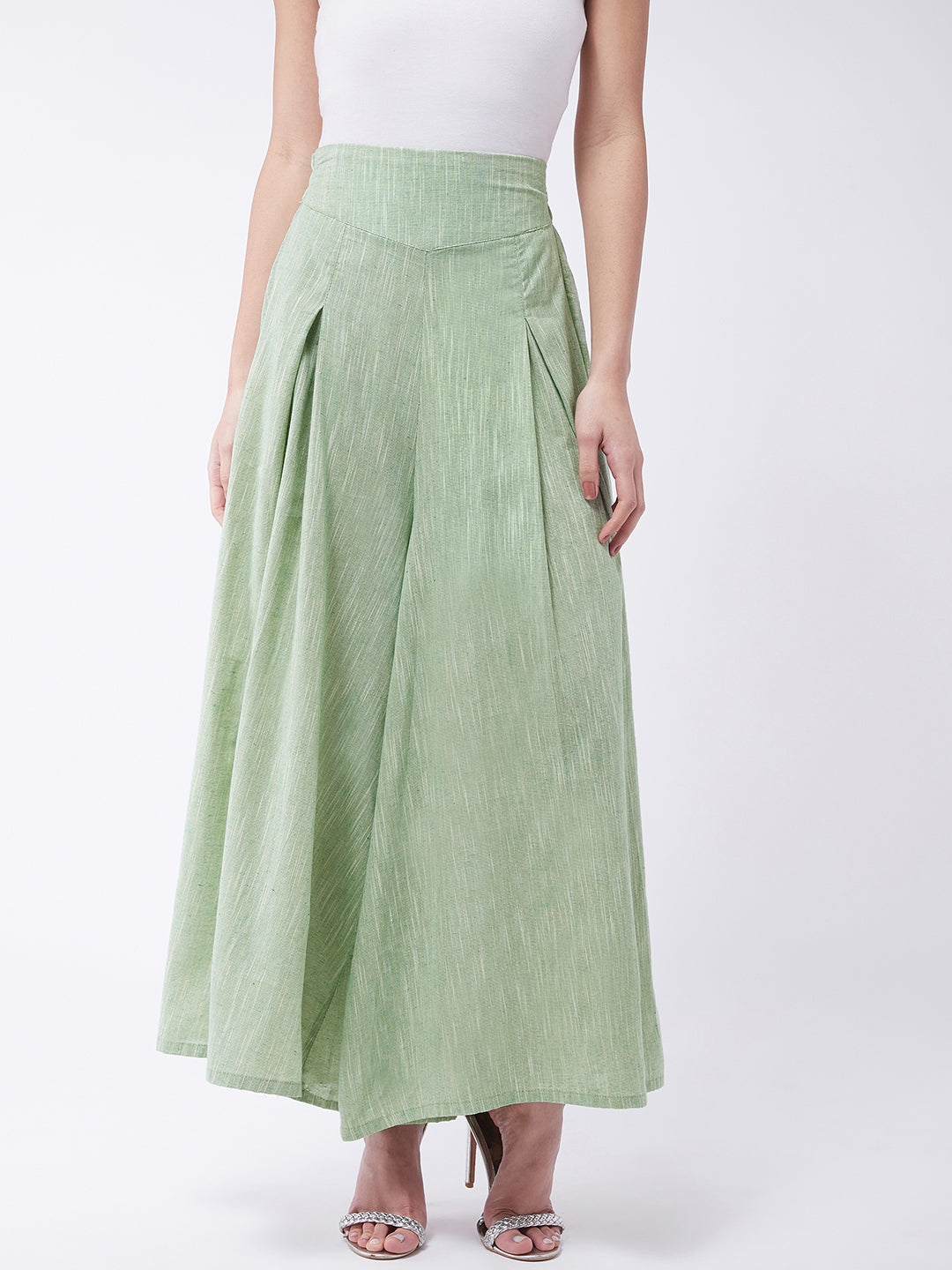 InWeave Women's Green Handloom Palazzo - Distacart