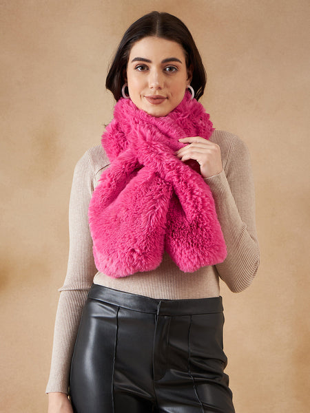 InWeave Women's Light Pink Faux Fur Neck Warmer - Distacart