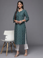 Thumbnail for Varanga Green Printed Kurta With Hand Work Detailing's - Distacart