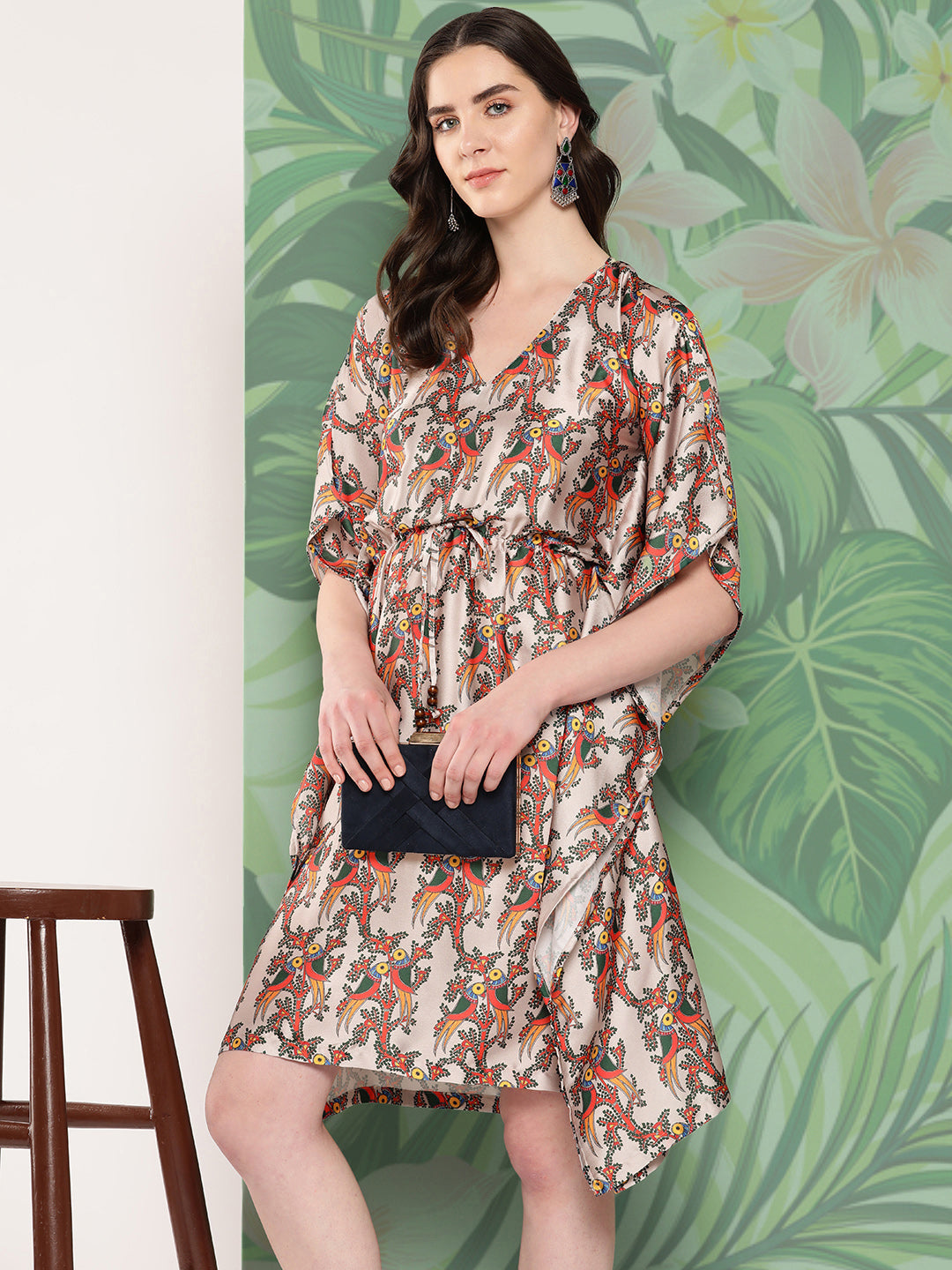 InWeave Women's Elegant Bird Print Kaftaan - Distacart