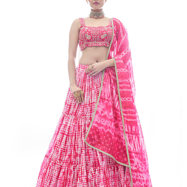 Myra Pink Jaquard Embroidered Designer Lehenga - Distacart