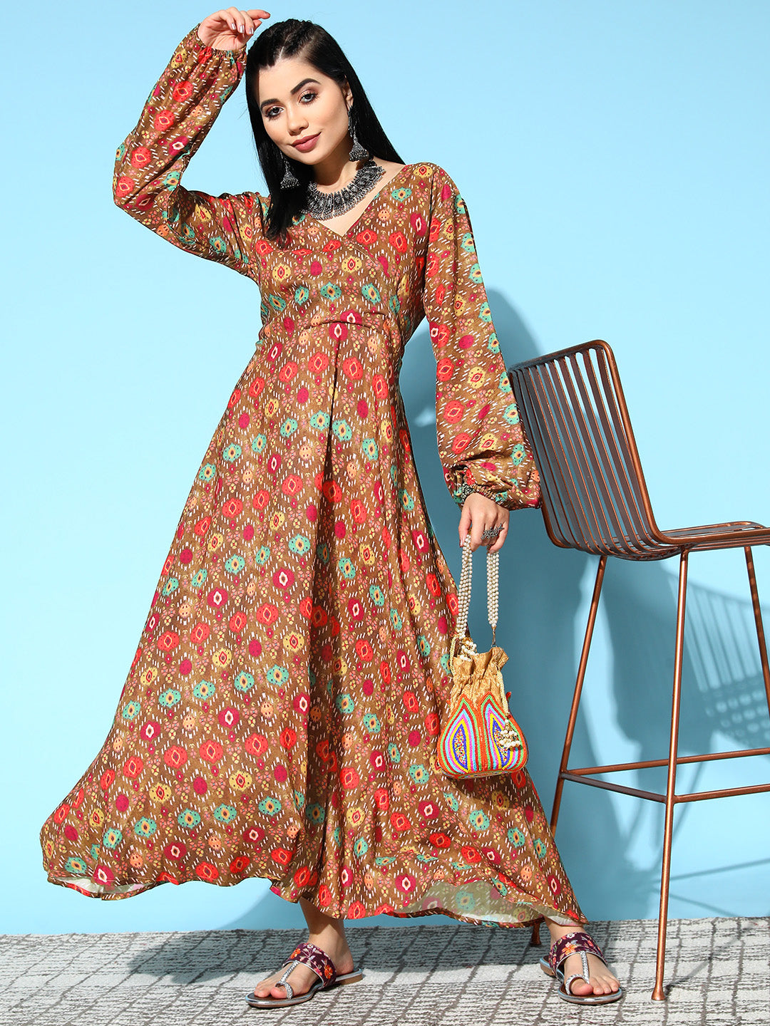 InWeave Women's Rust Edgy Print Dress - Distacart