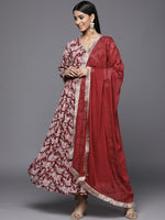 Thumbnail for Varanga Angrakha Style Georgette Printed Anarkali Kurta Paired With Chiffon Dupatta - Distacart
