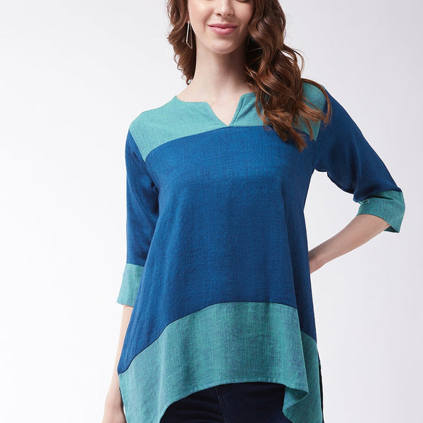 InWeave Women's Peacock Blue Top - Distacart