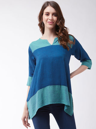 InWeave Women's Peacock Blue Top - Distacart
