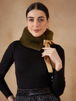 Thumbnail for InWeave Women's Mehandi Green Fur Neckpiece - Distacart