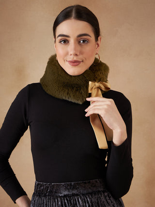 InWeave Women's Mehandi Green Fur Neckpiece - Distacart