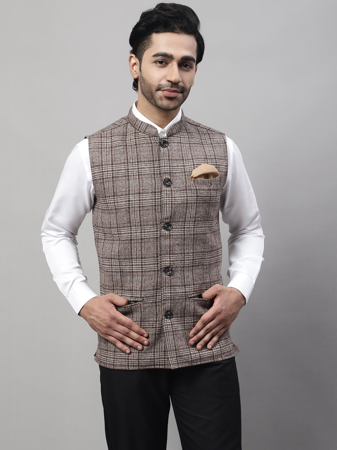 Even Apparels Men's Beige Pure Wool Nehru Jacket - Distacart