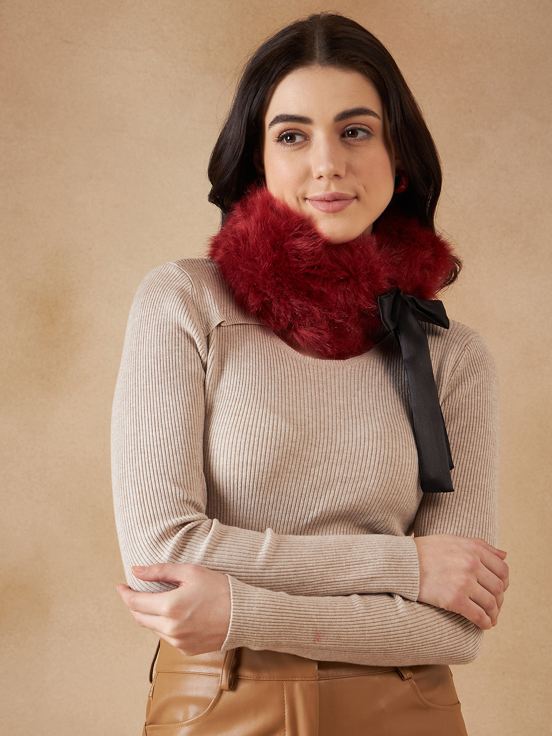 InWeave Women's Bright Rust Fur Neckpiece - Distacart