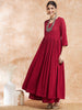 InWeave Women's Maroon Chikankari Long Anarkali Kurta Sharara Set - Distacart