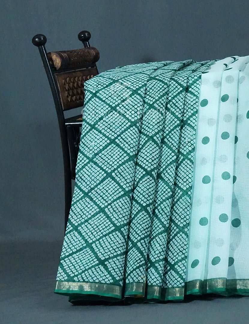 Shades of Mint Green And Rama Green Colour With Patli Pallu Design Pure Kota Cotton Saree By Gayathri Reddy Designer Studio - Distacart