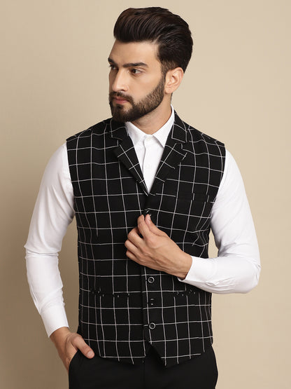 Even Apparels Men's Black Wool Waistcoat with Notched Lapel - Distacart