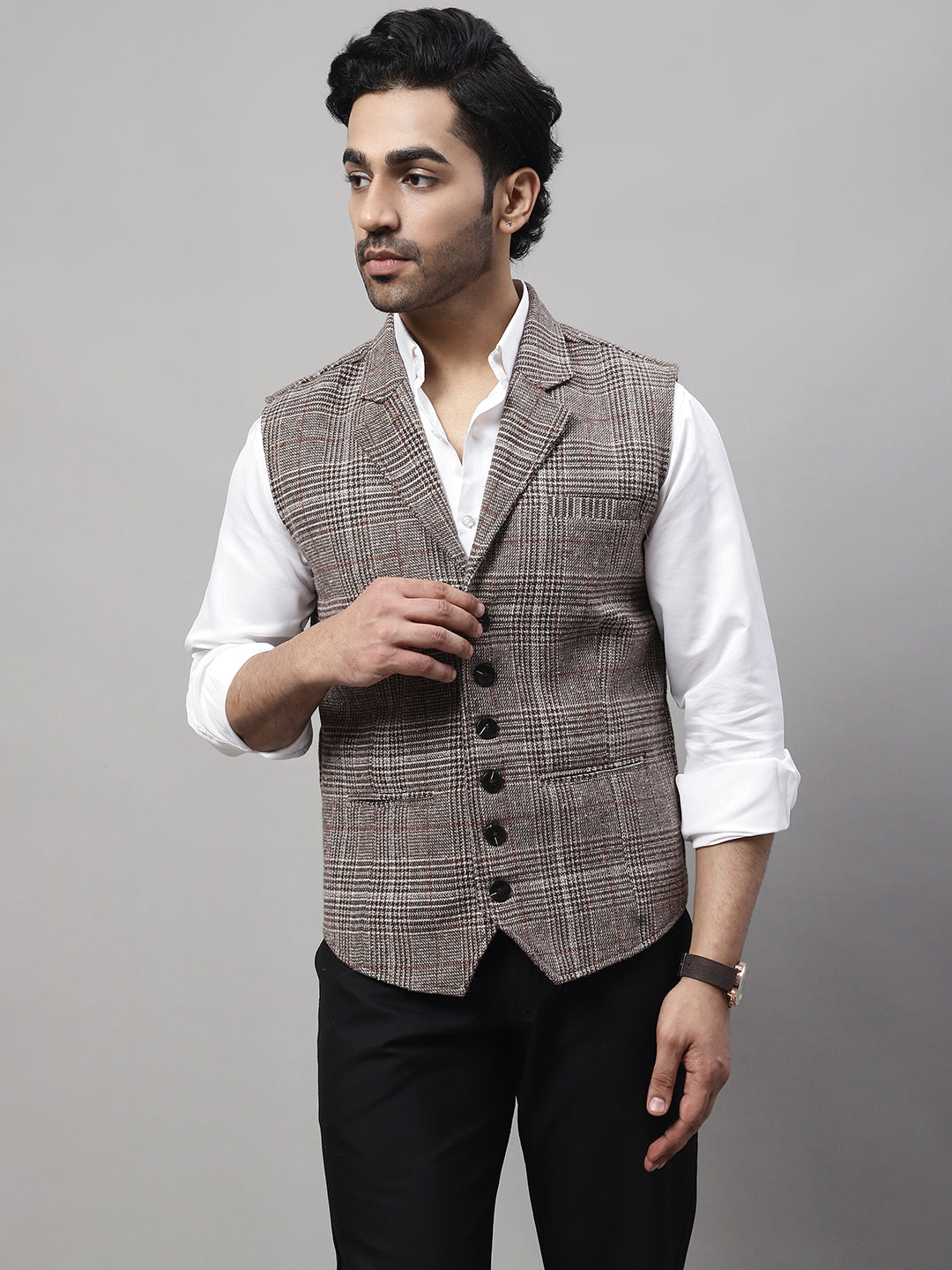Even Apparels Men's Brown Pure Wool Nehru Jacket - Distacart