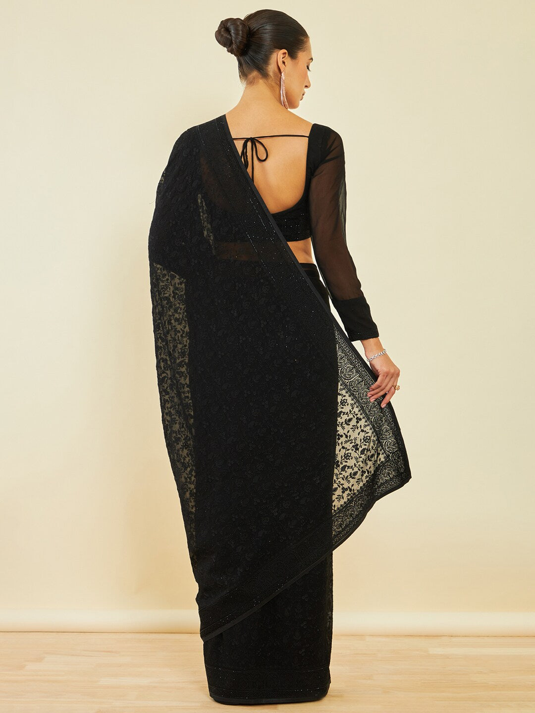 Soch Floral Embroidered Stone Work Saree - Distacart