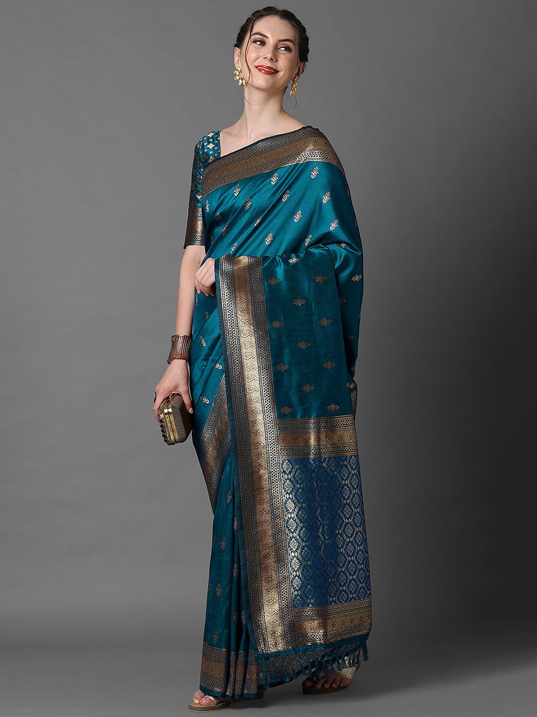 Mitera Ethnic Motif Woven Design Zari Banarasi Saree - Distacart