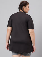 Thumbnail for MKH Plus Size Typography Printed Drop-Shoulder Sleeves Relaxed Fit Dri-FIT T-shirt - Distacart