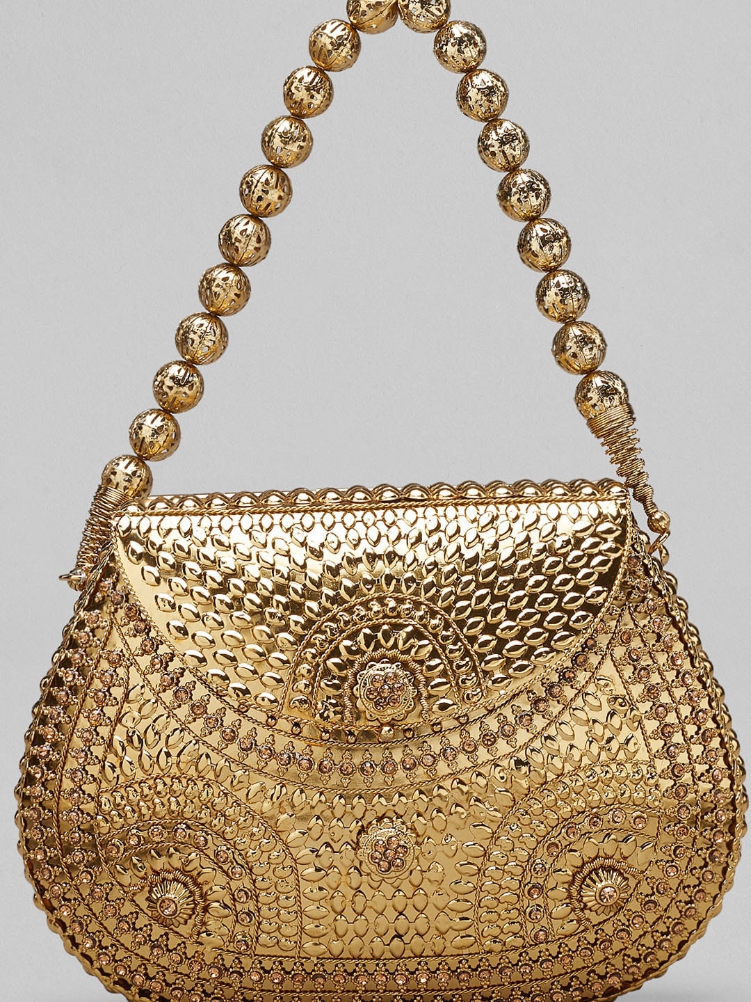 Rubans Gold-Toned Embellished Purse Clutch - Distacart