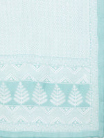 Thumbnail for HERE&NOW Women Turquoise Blue Floral Printed Pure Cotton Kurta with Palazzos & With Dupatta - Distacart