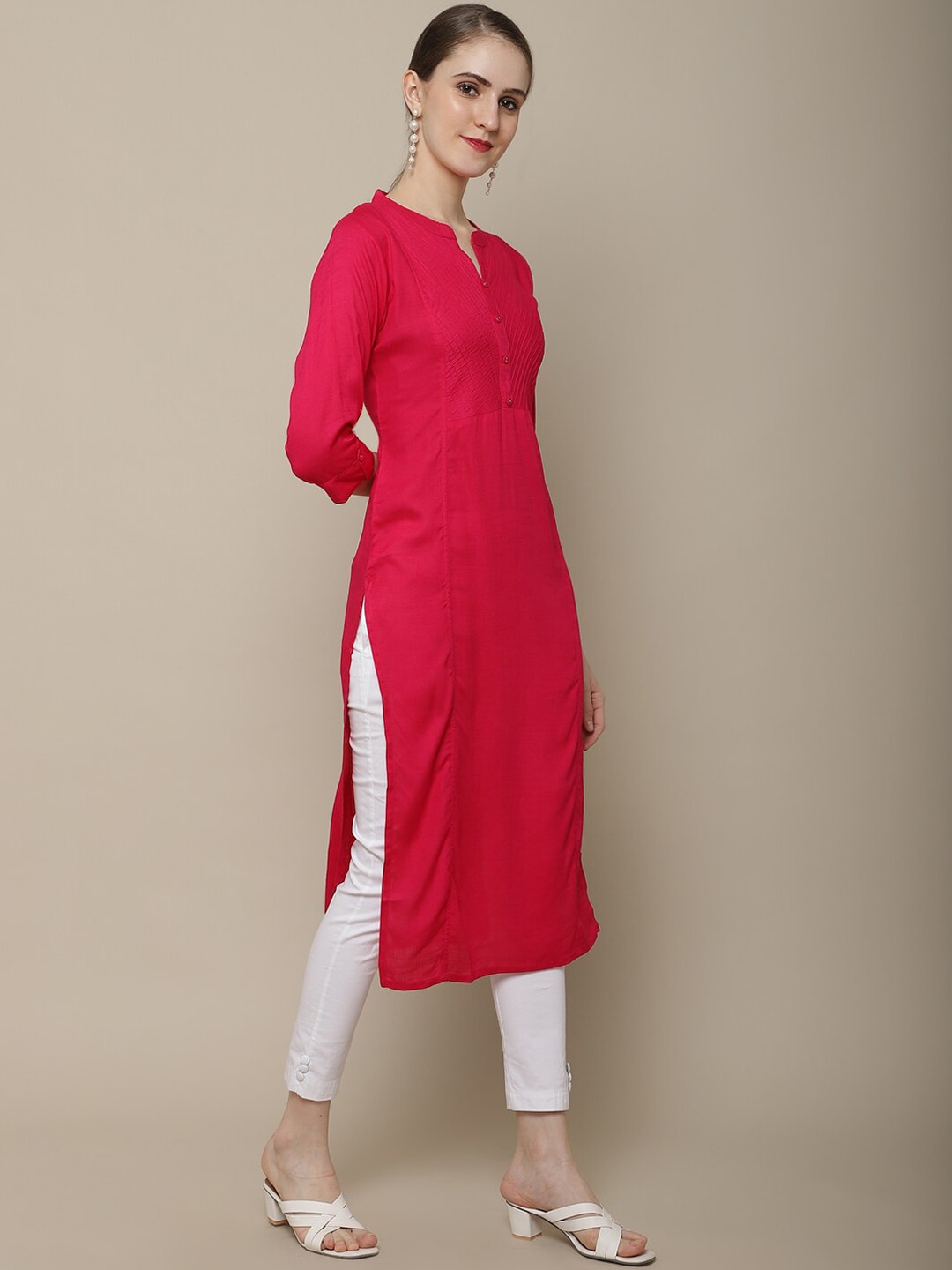 Sangria Women Pink Thread Work Straight Kurta - Distacart