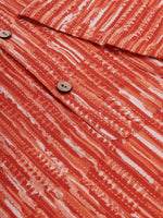 Thumbnail for Janasya Men Orange & White Striped Kurta - Distacart