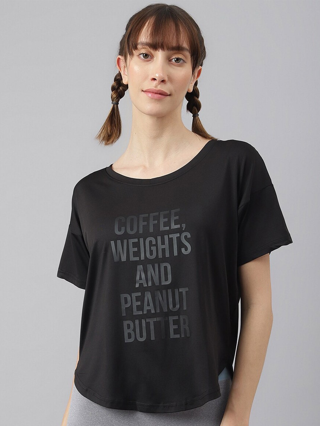 MKH Women Typography Printed Drop-Shoulder Sleeves Dri-FIT Sports T-shirt - Distacart