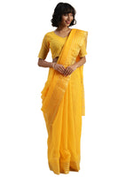 Thumbnail for Kalini Yellow & Golden Pure Cotton Saree - Distacart