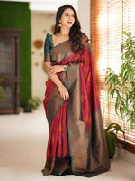 Thumbnail for Kalini Ethnic Motif Woven Design Zari Kanjeevaram Saree - Distacart