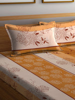 Thumbnail for BOMBAY DYEING Beige & Yellow Printed Cotton 104 TC King Bedsheet With 2 Pillow Covers - Distacart