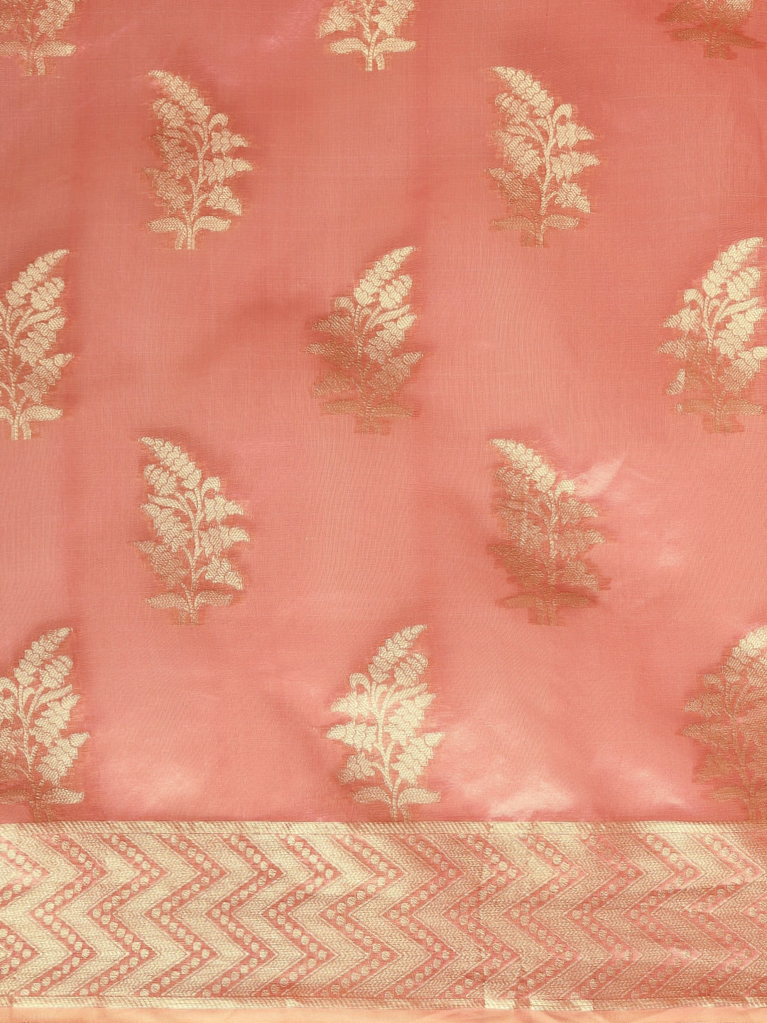 Mitera Pink & Gold-Toned Ethnic Motifs Zari Organza Kanjeevaram Saree - Distacart