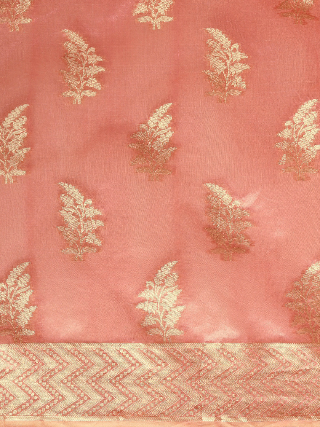 Mitera Pink & Gold-Toned Ethnic Motifs Zari Organza Kanjeevaram Saree - Distacart