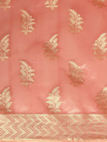 Thumbnail for Mitera Pink & Gold-Toned Ethnic Motifs Zari Organza Kanjeevaram Saree - Distacart