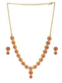 Thumbnail for Zaveri Pearls Pink Gold-Plated Cubic Zirconia Studded Jewellery Set - Distacart