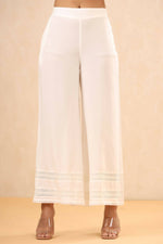 Thumbnail for Juniper Women White Rayon Solid Straight Palazzo - Distacart