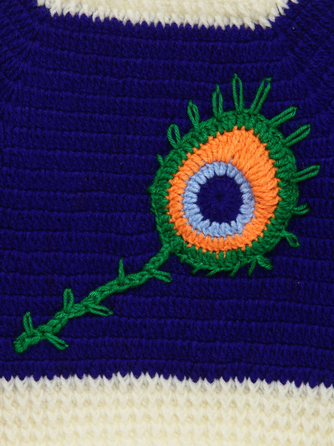 Chutput Kids Blue Coloured Solid Pullover For Baby Boys with Peacock Applique Detail - Distacart