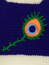Thumbnail for Chutput Kids Blue Coloured Solid Pullover For Baby Boys with Peacock Applique Detail - Distacart