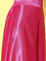 Thumbnail for InWeave Women's Pink Green Brocade Satin Oneshoulder Kurta Set - Distacart