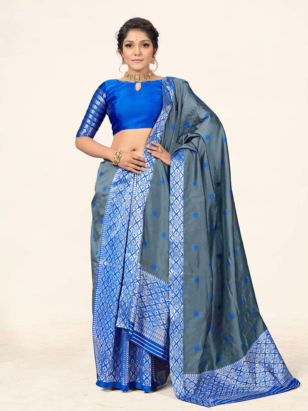 Kalini Woven Design Zari Mekla Chador Banarasi Saree - Distacart