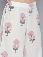 Thumbnail for HERE&NOW Women Floral Printed Regular Pure Cotton Kurta with Palazzos & With Dupatta - Distacart