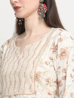 Thumbnail for Kalini Printed Notch Neck Sequinned Pure Cotton Anarkali Kurta with Trousers & Dupatta - Distacart